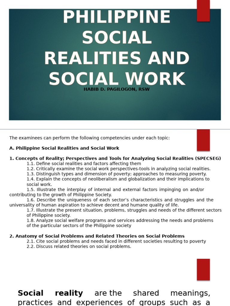 Philippine Social Realities in Welfare | PDF | Poverty | Poverty ...