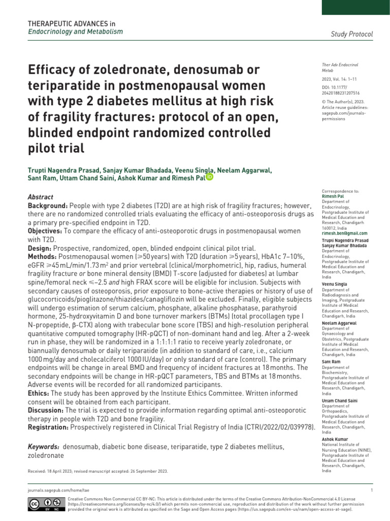 Efficacy of Osteoporosis Drugs in T2D | PDF | Osteoporosis | Bone