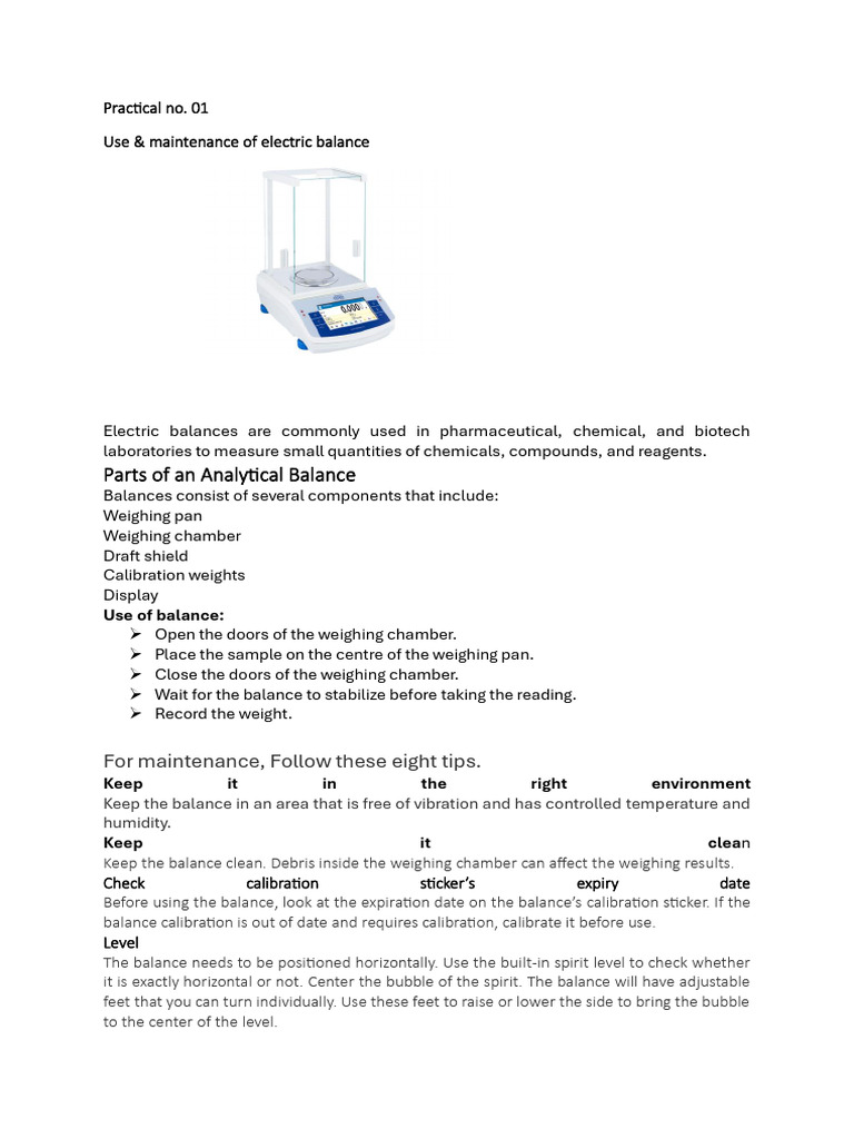 Electric Balance Use in Chemistry Labs | PDF | Solubility | Water