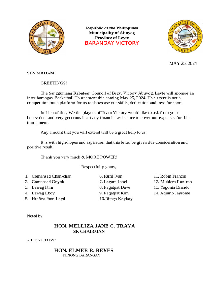 solicitation brgy victory | PDF