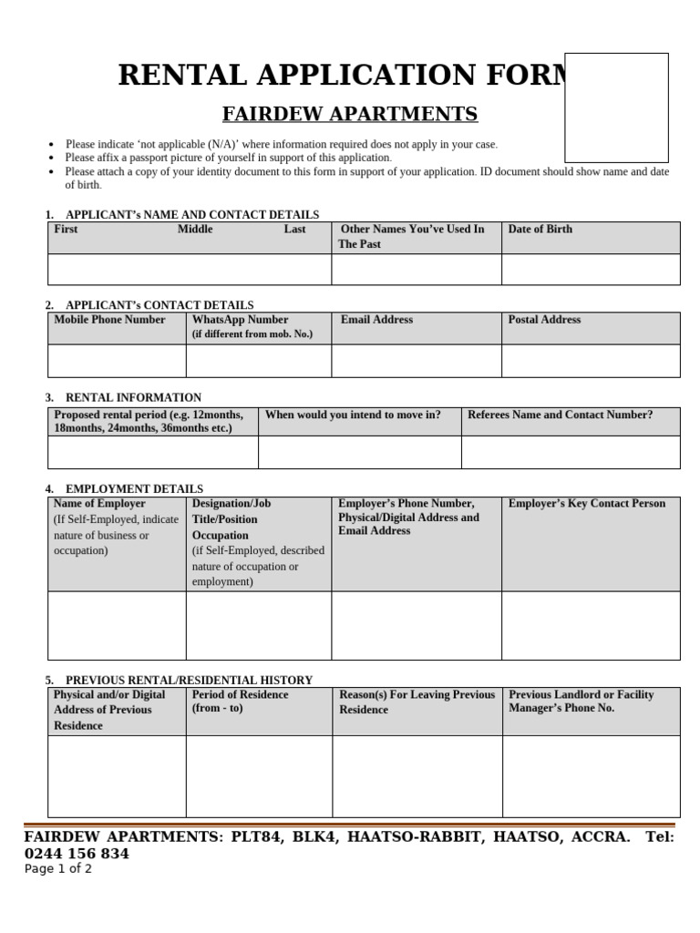 Rental Application | PDF | Identity Document