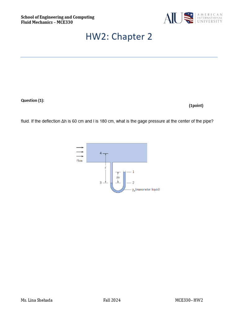 HW2 Chapter+2 Fluid+Mechanics[1] | PDF