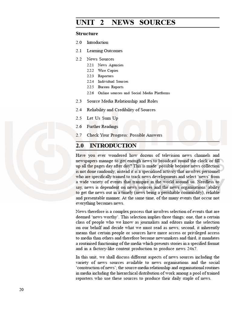 Understanding News Sources and Agencies | PDF | News | Journalism
