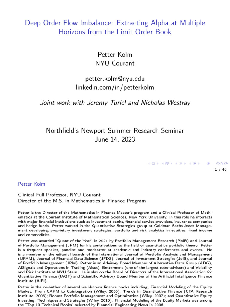 Deep Order Flow Imbalance Analysis | PDF | Artificial Neural Network ...