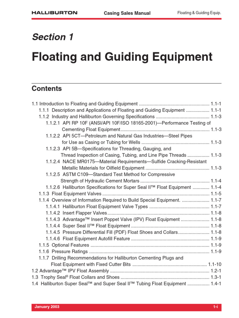 Section 1 A | PDF | Casing (Borehole) | Valve