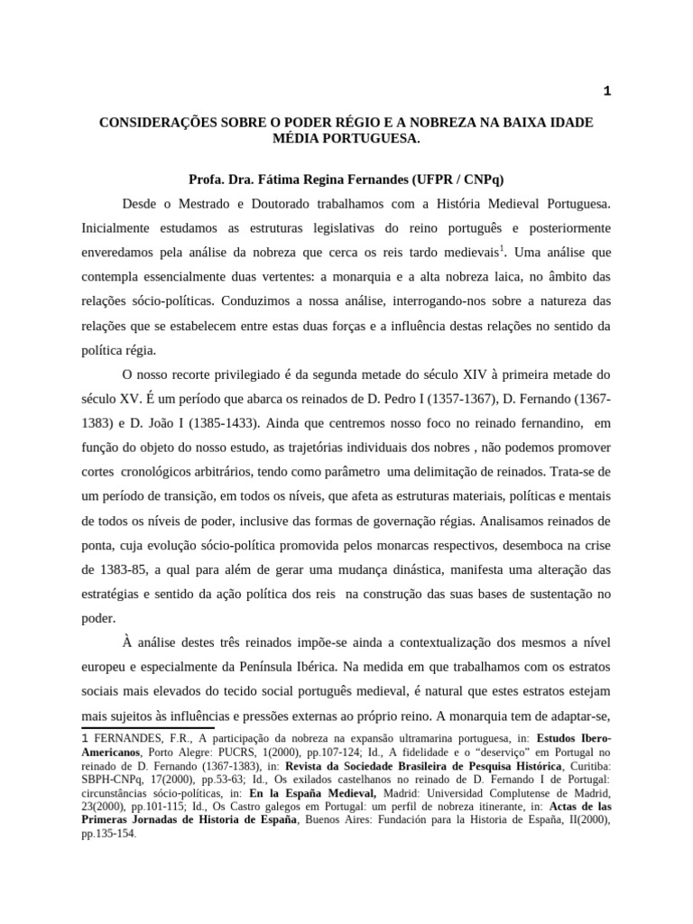Poder Régio e Nobreza na Idade Média | PDF | Nobreza | Idade Média