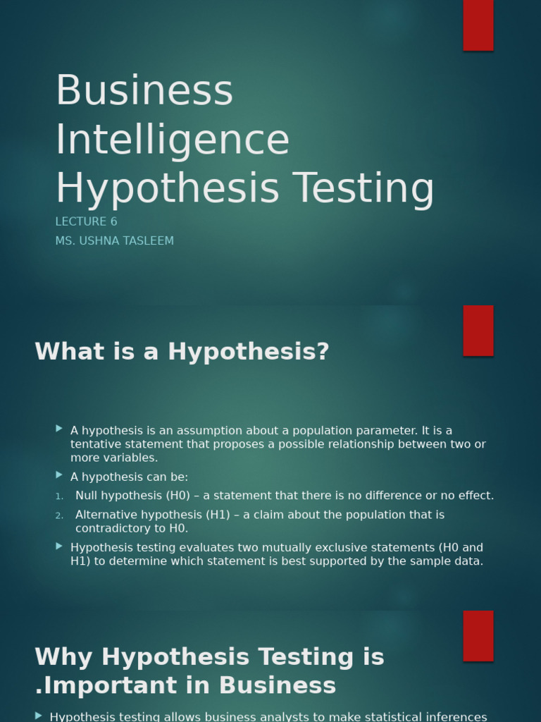 BI Lec 6 - Hypothesis Testing | PDF | Statistical Hypothesis Testing ...