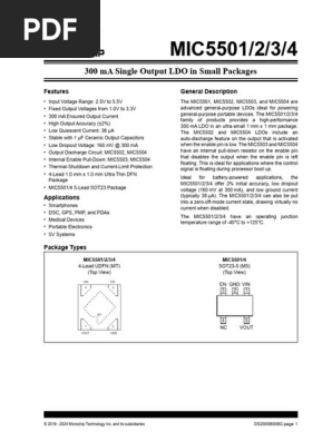 MIC5501 02 03 04 300ma Single Output LDO in Small - 3442643