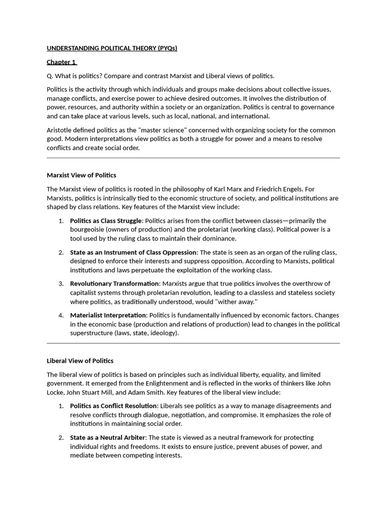 Marxist vs. Liberal Political Theories | PDF | Marxism | Liberalism