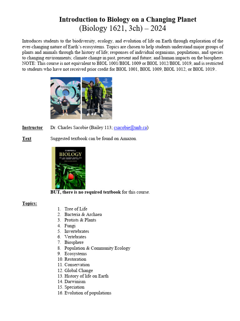 Biology of Changing Ecosystems | PDF | Biology | Ecology