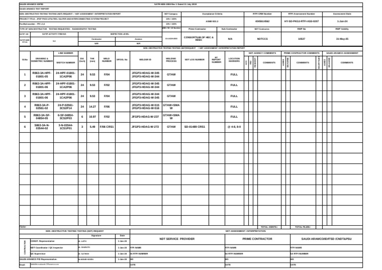 Saudi Aramco NDT Radiography Report | PDF | Mechanical Engineering ...