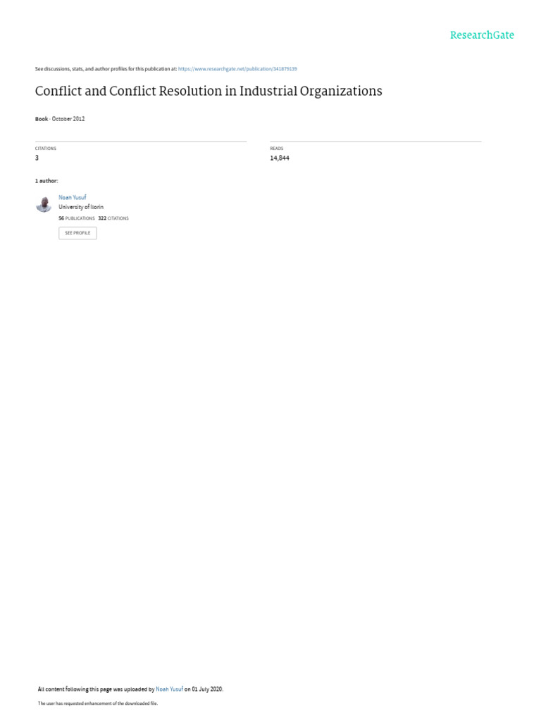 Conflict Resolution in Industrial Organizations | PDF | Mediation ...