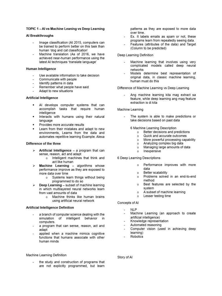 Special Topics (Compiled Notes) | PDF | Artificial Intelligence ...