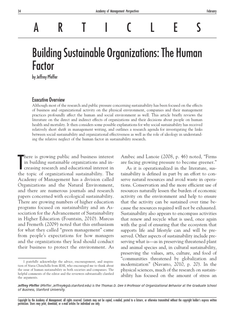 Building Sustainable Organizations The Human Factor | PDF ...