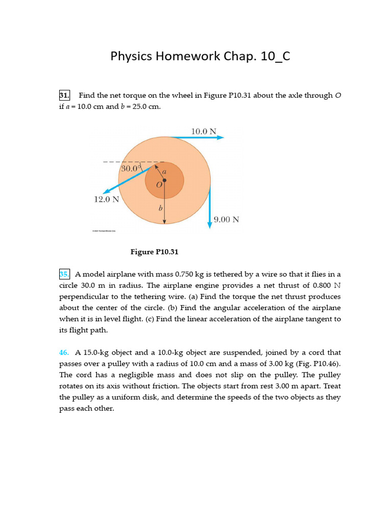 Physics Homework: Torque and Acceleration | PDF