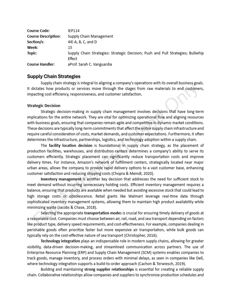Push vs. Pull Strategies in Supply Chain | PDF | Inventory | Supply Chain