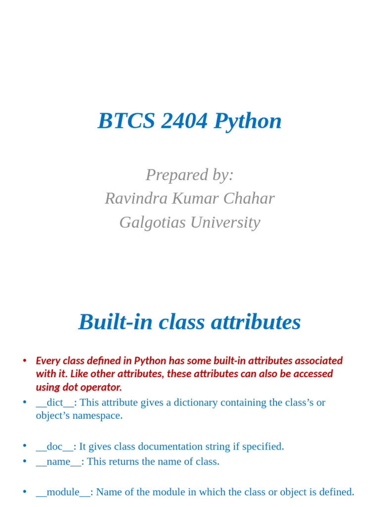 OOPS Built-Inclass Attributes | PDF