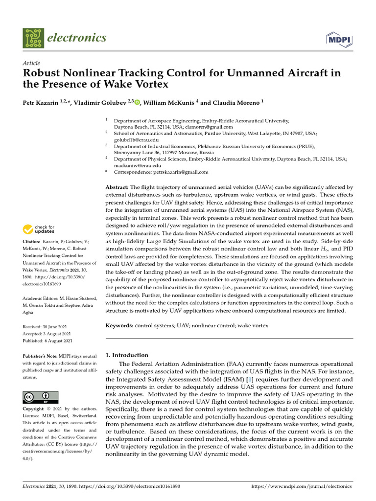 Robust Nonlinear Tracking Control For Unmanned Air | PDF | Control ...