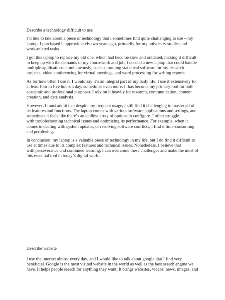 Describe A Technology Difficult To Use | PDF | Restaurants