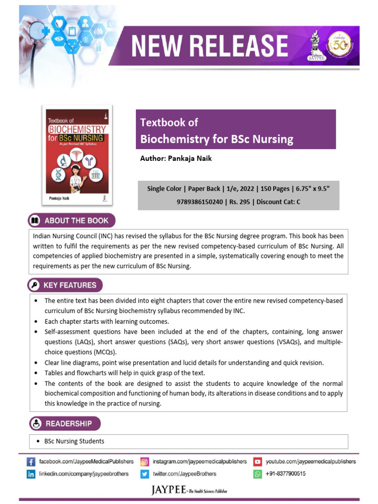 Biochemistry Textbook for BSc Nursing | PDF