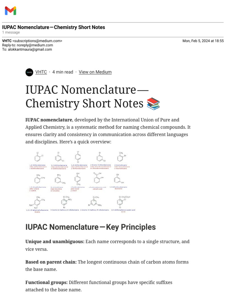 Gmail - IUPAC Nomenclature — Chemistry Notes | PDF | International ...