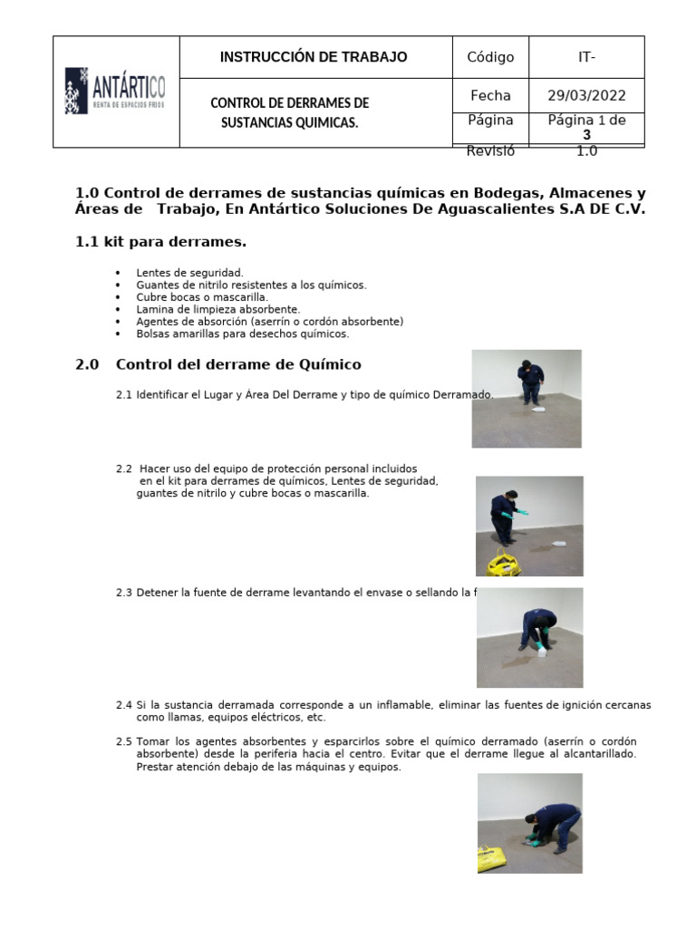 Control de Derrames Químicos en Trabajo | PDF | Residuos | Materiales