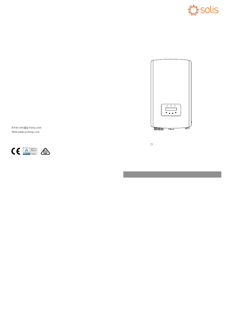 Solis 5G Inverter Installation Manual | PDF | Solar Panel | Power Inverter