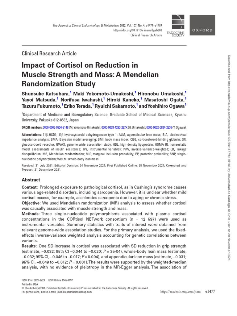 Impact of Cortisol On Strenght | PDF | High Density Lipoprotein | Cortisol
