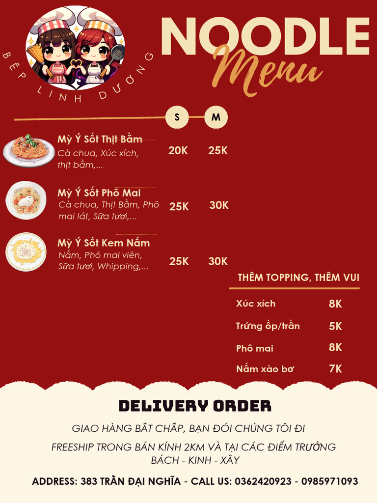 Brown Illustrative Noodle Menu | PDF