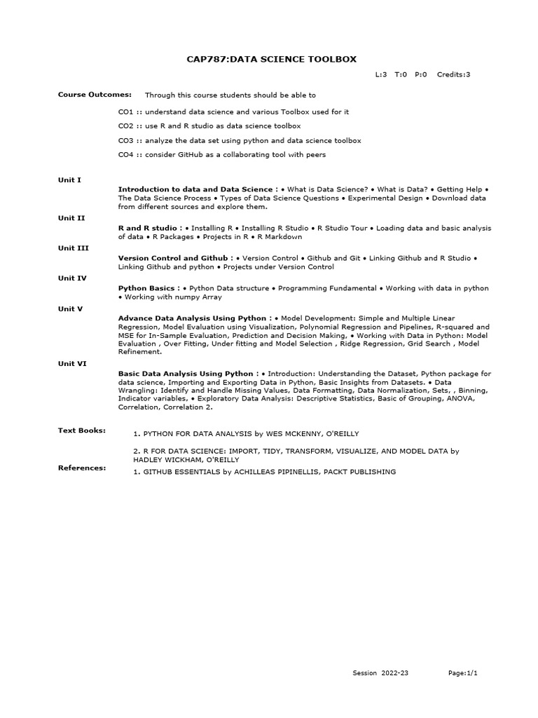 Data Science Toolbox Overview | PDF | Data Science | Data Analysis