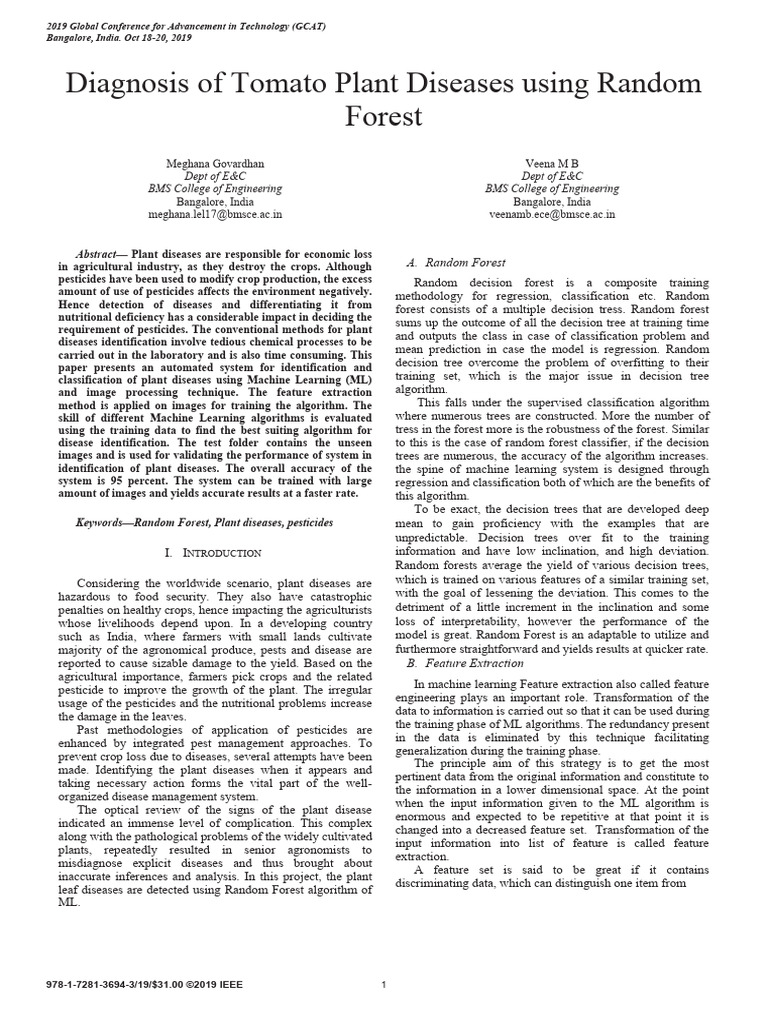 Tomato Disease Detection with Random Forest | PDF | Machine Learning ...