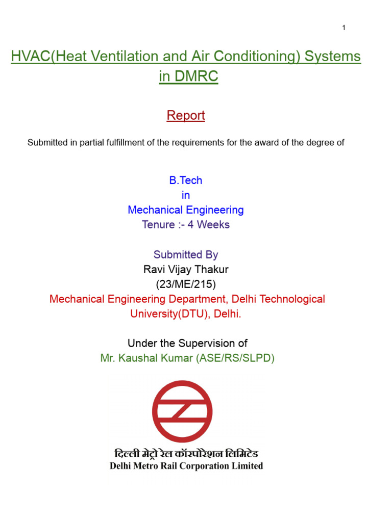 HVAC Systems in Delhi Metro Rail | PDF | Duct (Flow) | Programmable ...