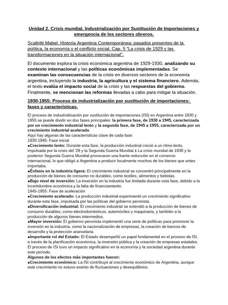 Crisis de 1929 y la ISI en Argentina | PDF | Argentina | Gran depresion