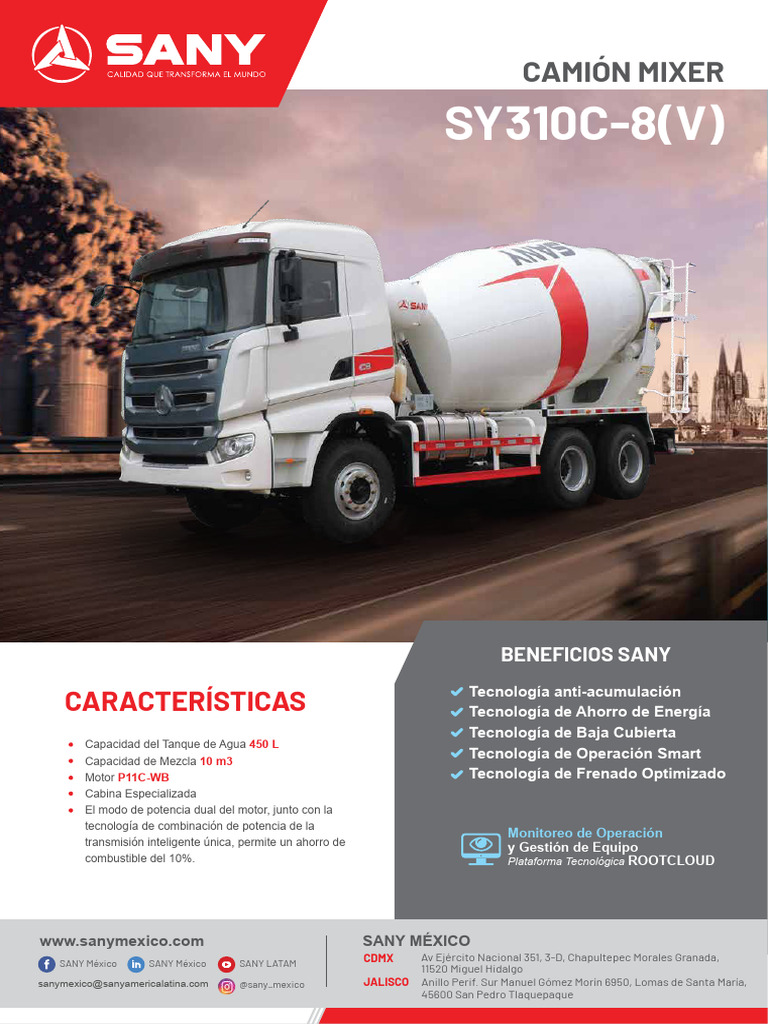 Camión Mixer SANY SY310C-8(V) | PDF | Camión | Tanques