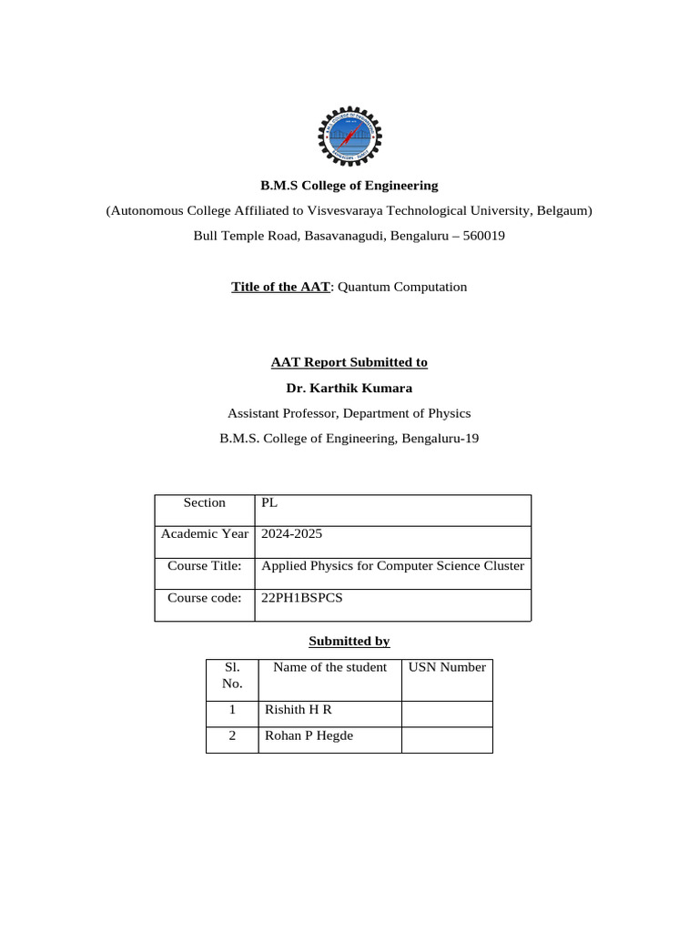 Physics AAT 2 | PDF | Quantum Computing | Computing