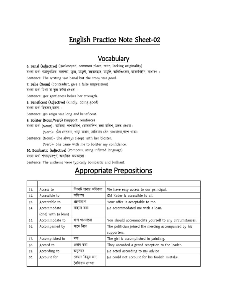 English Sheet-2 | PDF | Adjective | Noun