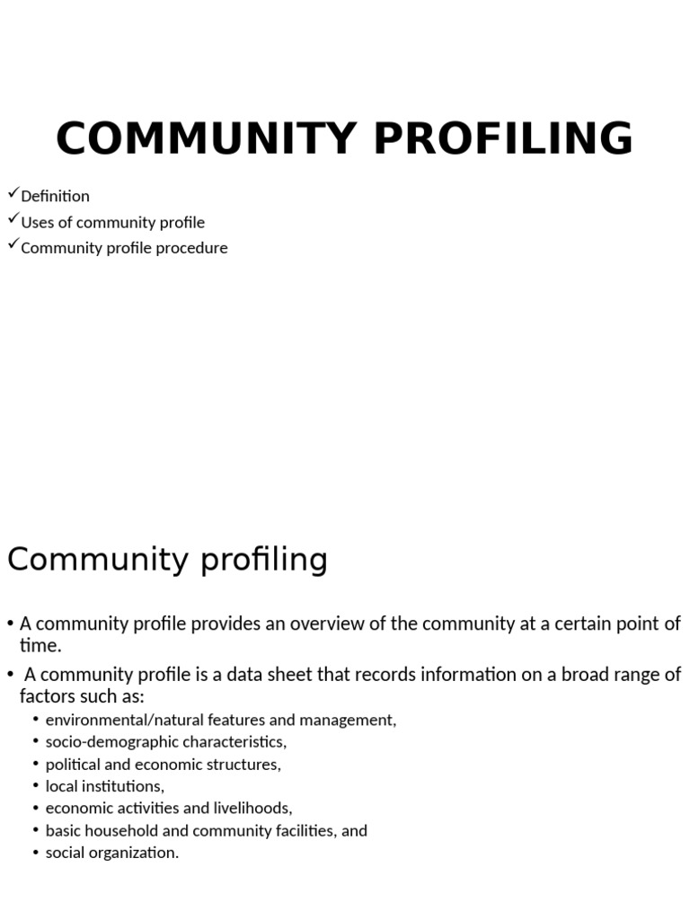 Community Profiling in Social Work | PDF | Community | Information