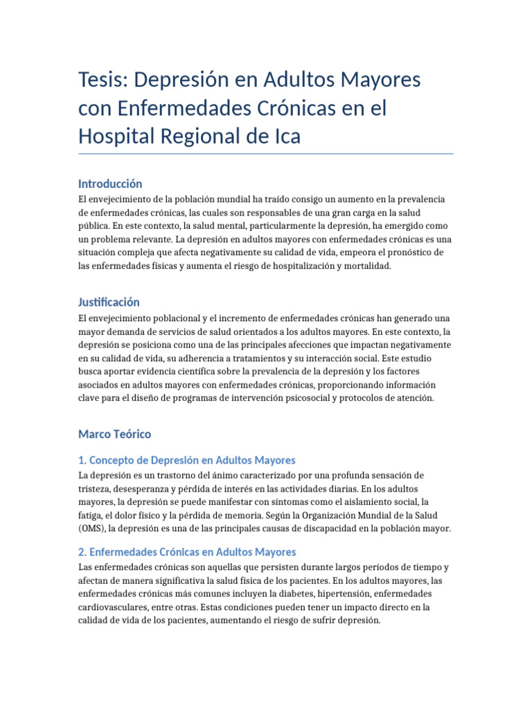 Depresión en Adultos Mayores Ica | PDF | Trastorno depresivo mayor ...