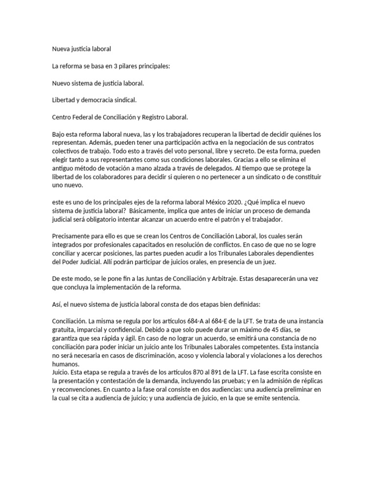Reforma Laboral en México: Justicia y Libertad | PDF | Derecho laboral ...