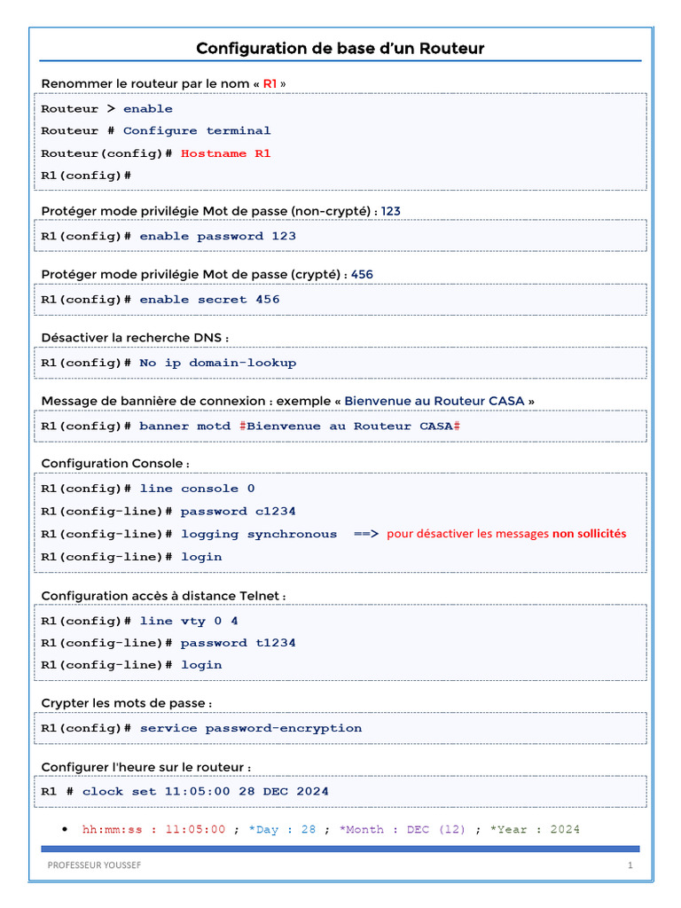 Configuration de base Routeur et Switch | PDF | Enveloppe de protection ...