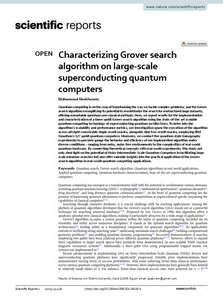 Characterizing Grover search algorithm on large-scale superconducting ...