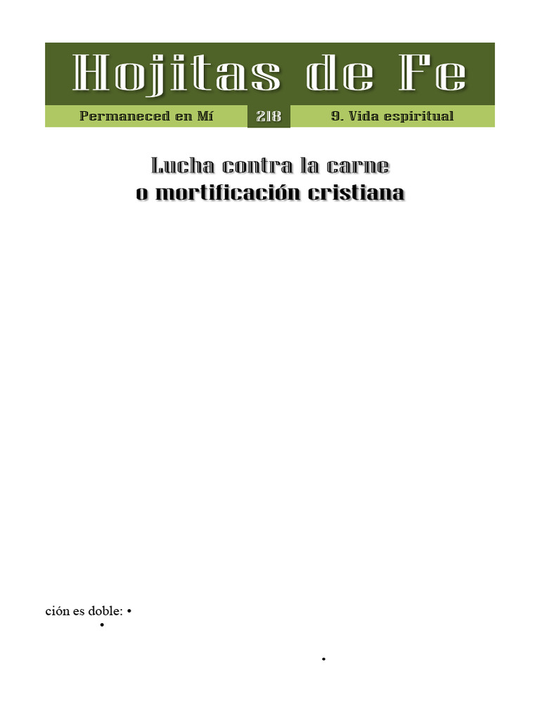 2287 Lucha Contra La Carne o Mortificación Cristiana 218 Hojitas | PDF ...