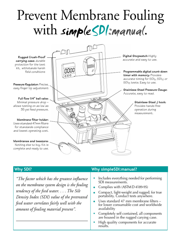 Portable SDI Measurement Kit Guide | PDF | Membrane | Pressure