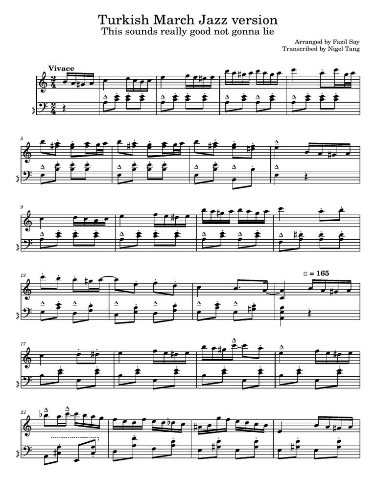 Turkish March Jazz Version | PDF