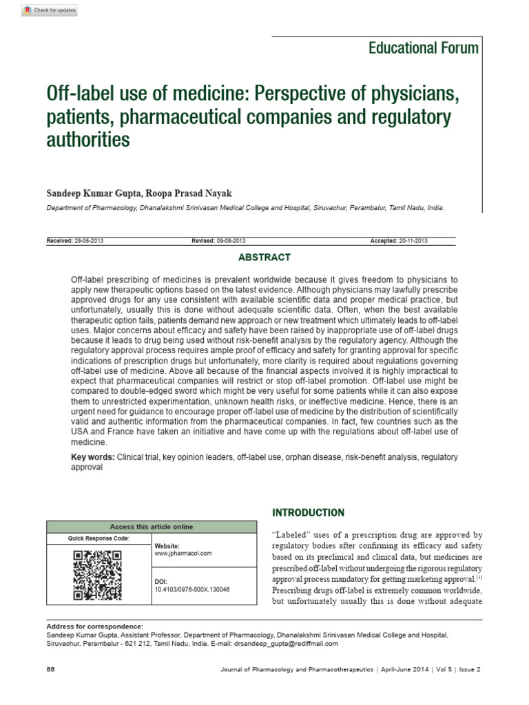 Off-Label Drug Use in India: Insights | PDF | Medicine | Clinical Medicine