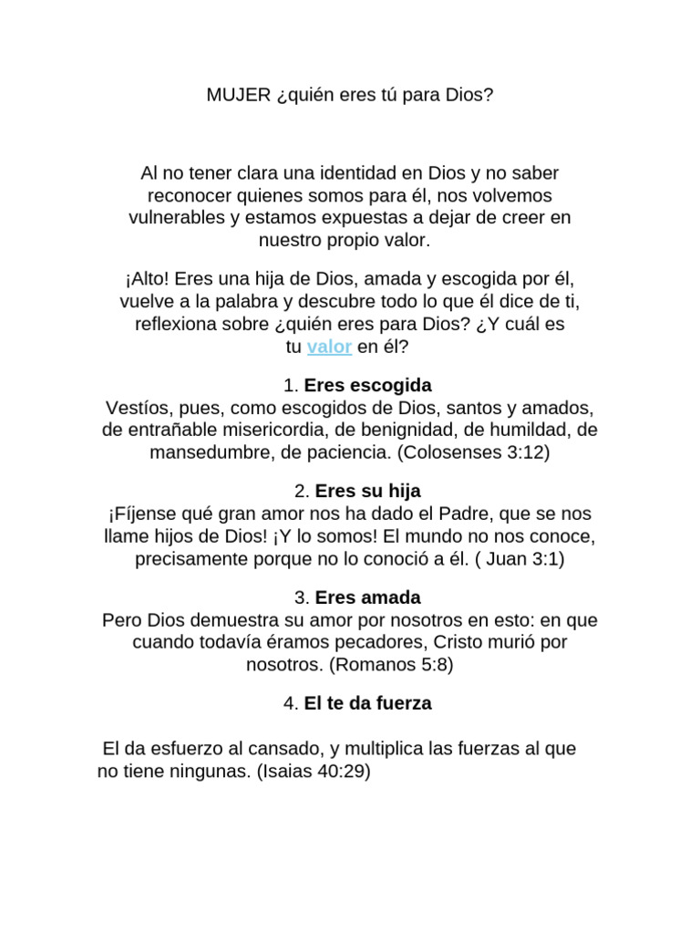 Identidad y propósito en Dios para mujeres | PDF | Cristo (título) | Dios
