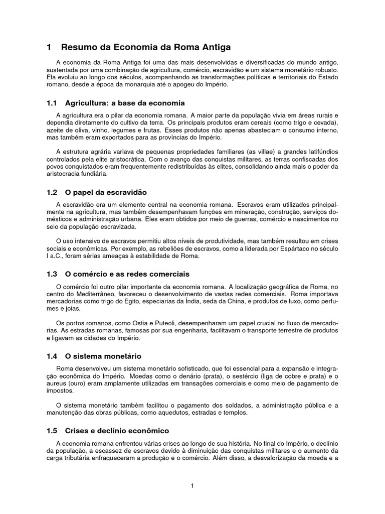 Economia da Roma Antiga: Resumo e Legado | PDF | Império Romano | Roma ...