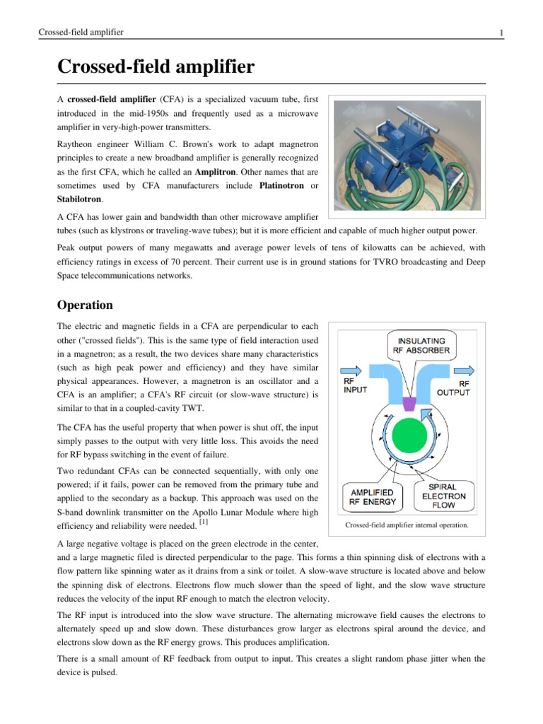CrossedField Amplifier (CFA) PDF Electrical Components Electronics