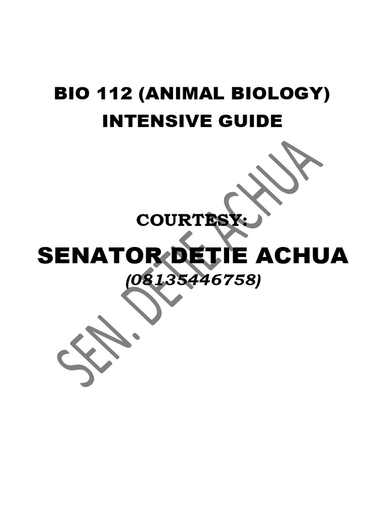 BIO 112 Animal Biology Study Guide | PDF | Blood Type | Nematode
