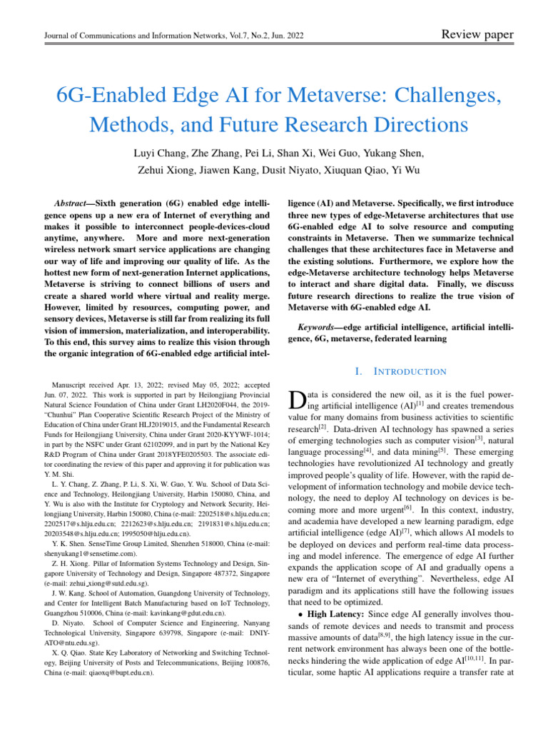 6G Edge AI: Metaverse Challenges | PDF | Virtual Reality | Cloud Computing